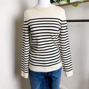 Saint James L'Atelier Striped Wool Pullover Sweater Cream/Black